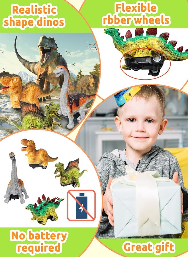 Greingways 4 Pack Dinosaur Pull Back Cars Prefilled Plastic Easter Eggs with Toys Inside Filled, Toddler Easter Basket Stuffers Egg Fillers Montessori Toys Easter Gifts for Kids Boys Girls - Image 4